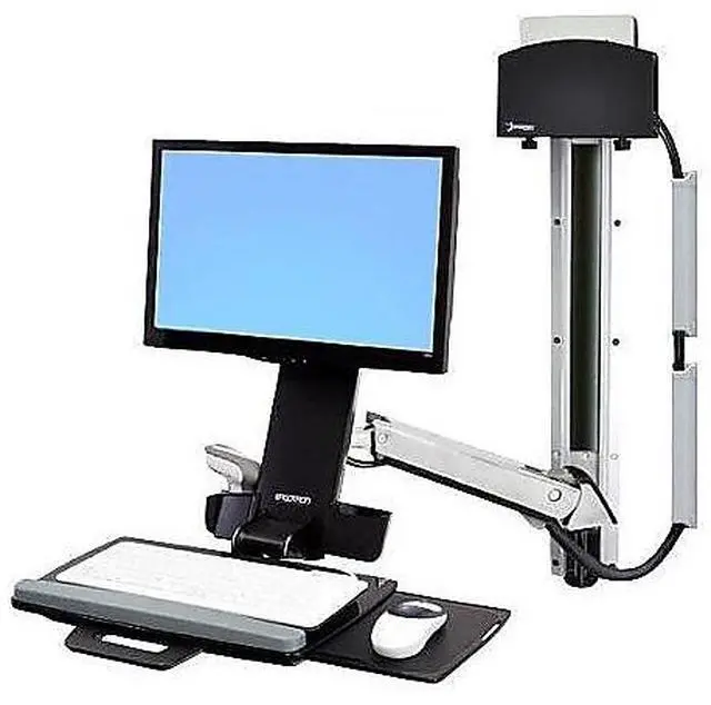 Alt view image 4 of 9 - ERGOTRON 45-273-026 StyleView Sit-Stand Combo System with Small CPU Holder (Polished Aluminum)