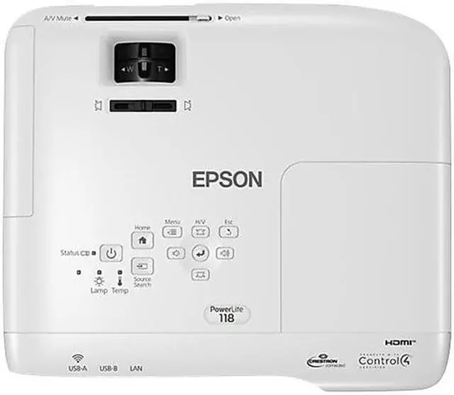 Alt view image 6 of 10 - Epson PowerLite 118 XGA 3LCD Classroom Projector 3800 lumens, V11HA03020