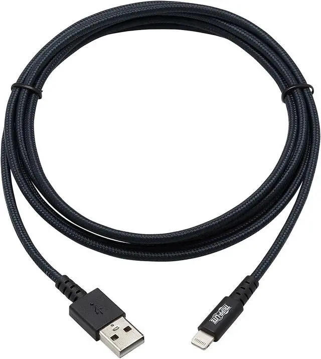 Alt view image 8 of 18 - Tripp Lite M100-006-GY-MAX Heavy-Duty USB Sync / Charge Cable with Lightning Connector - M/M, USB 2.0, UHMWPE and Aramid Fibers, Gray, 6 ft. (1.8 m)