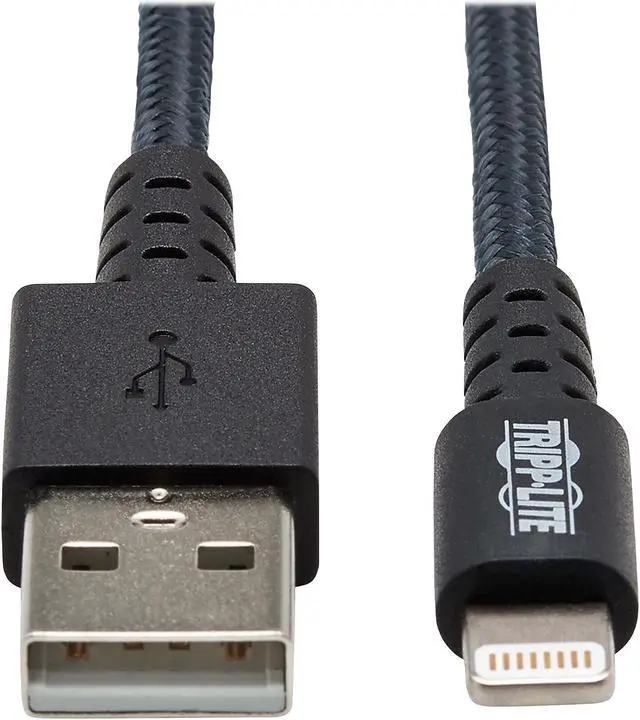 Alt view image 9 of 18 - Tripp Lite M100-006-GY-MAX Heavy-Duty USB Sync / Charge Cable with Lightning Connector - M/M, USB 2.0, UHMWPE and Aramid Fibers, Gray, 6 ft. (1.8 m)