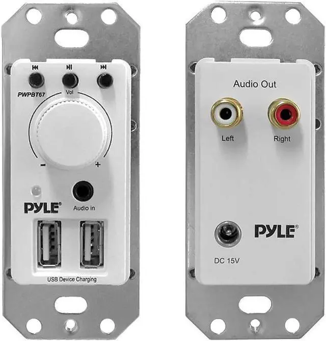 Alt view image 4 of 5 - Pyle In-Wall Bluetooth Audio Receiver Wall Plate | Dual USB Device Chargers | Aux (3.5mm) Input for Sound Systems (PWPBT67)