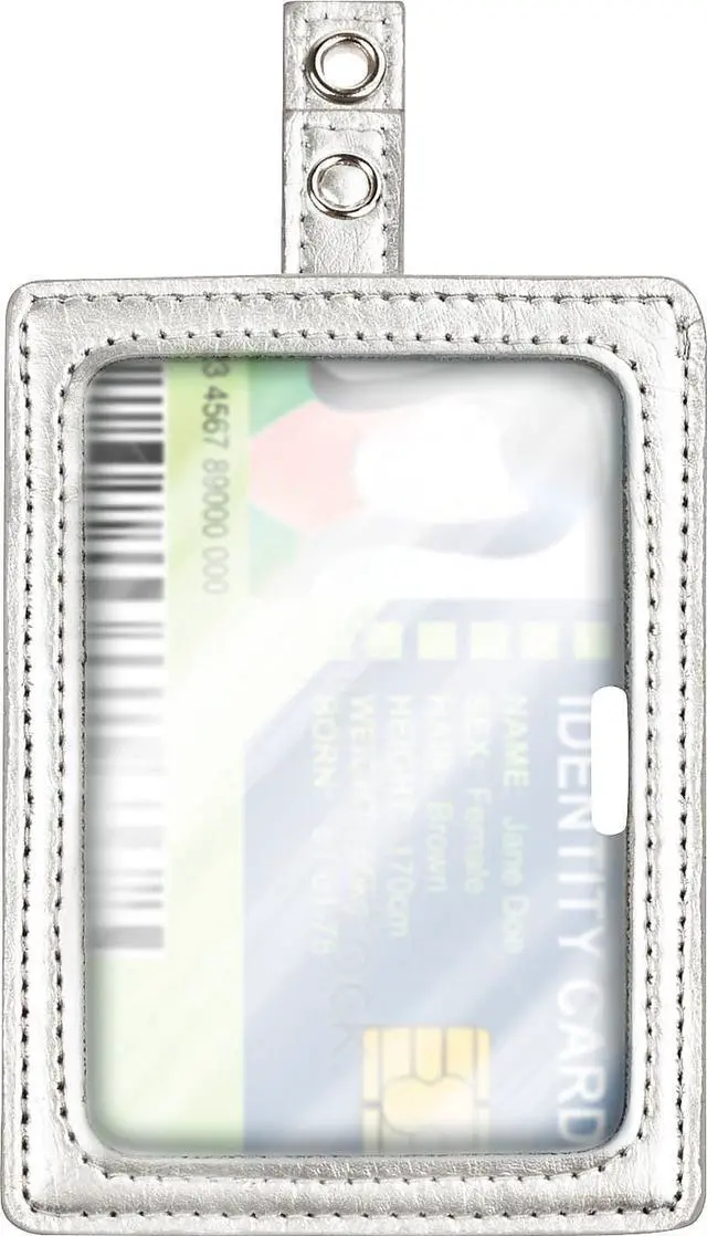 Alt view image 2 of 4 - MYID LEATHER ID BADGE HOLDER, VERTICAL/HORIZONTAL, 2.5 X 4, SILVER