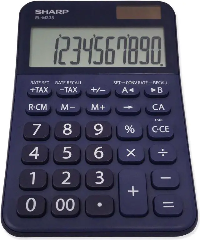 Alt view image 7 of 14 - Sharp ELM335BBL Desktop Calculator 10-Digit LCD Blue