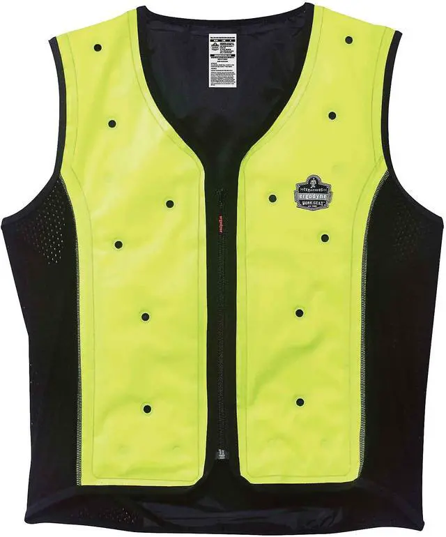 Alt view image 3 of 9 - Ergodyne 12678 Chill-Its 6685 Premium Dry Evaporative Cooling Vest with Zipper - Nylon - 4X-Large - Lime