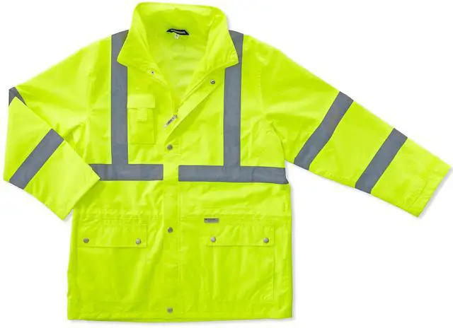 Main image of Ergodyne 24325 GloWear 8365 Class 3 Hi-Vis Rain Jacket, Polyester - X-Large - Lime
