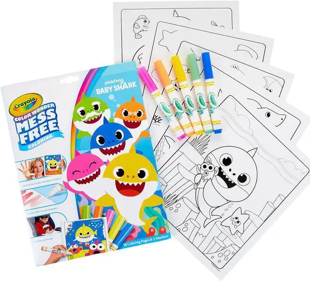 Alt view image 3 of 16 - Crayola Baby Shark Wonder Pages Mess Free Coloring Gift, Kids Indoor Activities at Home