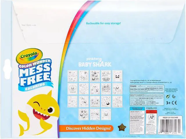Alt view image 5 of 16 - Crayola Baby Shark Wonder Pages Mess Free Coloring Gift, Kids Indoor Activities at Home