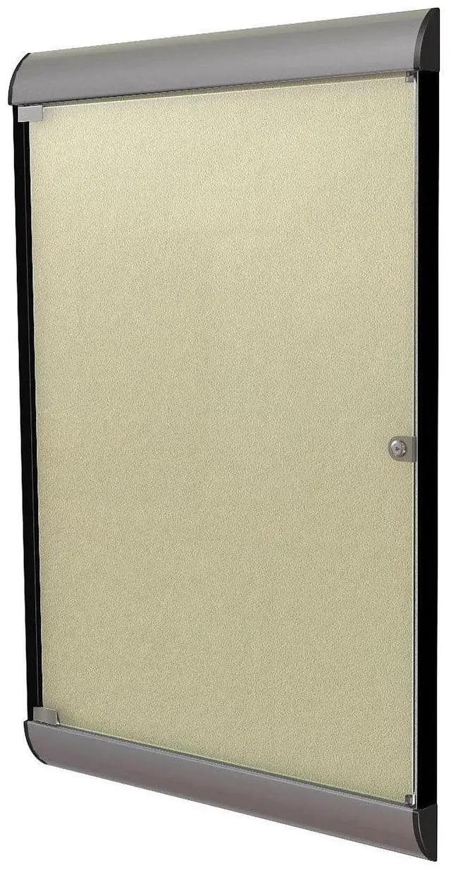 Alt view image 2 of 2 - Ghent SILH20410 Silhouette 1 Door Enclosed Vinyl Bulletin Board - 27.75" x 42.13" - Caramel Surface, Black/Satin Aluminum Frame