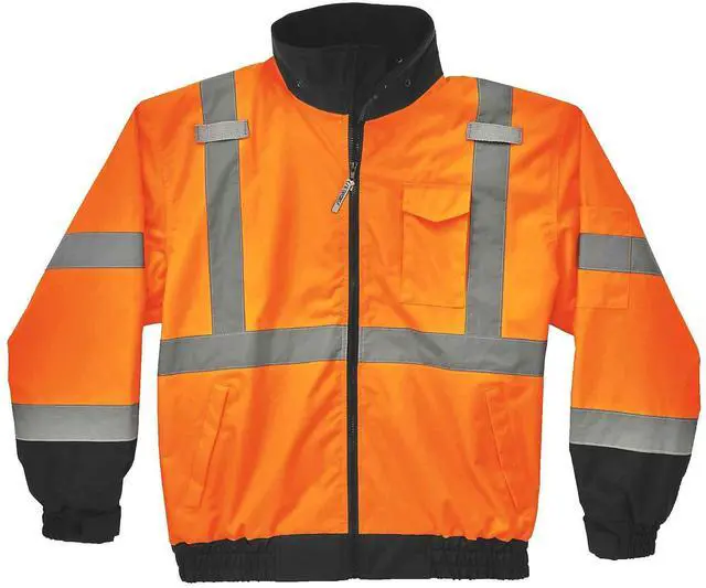 Alt view image 2 of 2 - 8379 2XL Orange Type R Class 3 Fleece Lined Bomber Jacket