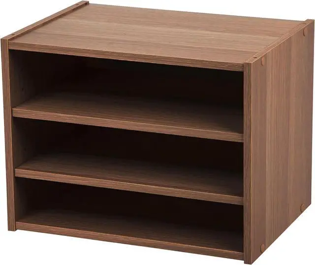 Alt view image 4 of 7 - IRIS TACHI Modular Wood Stacking Storage Box with Shelf, 1 Pack, Dark Brown