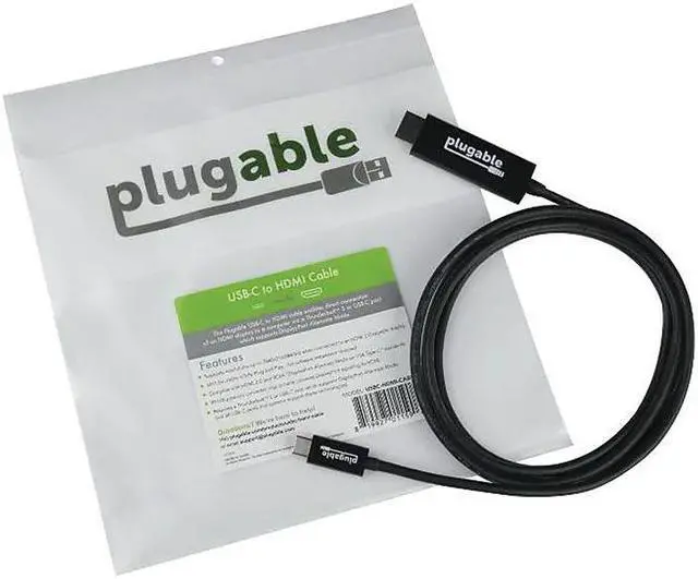 Alt view image 5 of 16 - Plugable USB C to HDMI Cable 6ft - Connect USB-C, Thunderbolt 3, Thunderbolt 4 or USB4 Laptops to HDMI Displays up to 4K@60Hz - Compatible with Mac and Windows, HDMI 2.0, 1.8m - Driverless