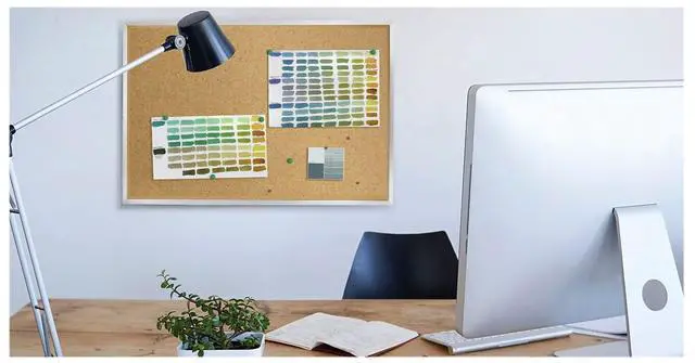 Alt view image 11 of 14 - Ghent 1334-1 Aluminum-Frame Natural Corkboard - 46.5" x 36" - Tan Surface, Satin Aluminum Frame