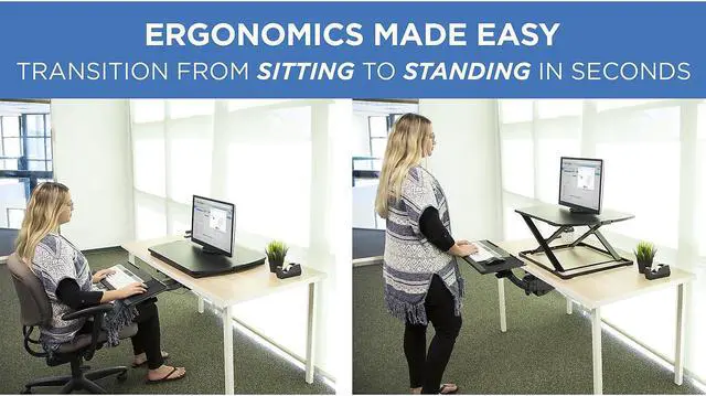 Alt view image 8 of 12 - Mount-It! Sit Stand Keyboard Tray | Height Adjustable Under Desk Keyboard and Mouse Drawer | 26.5 Inch Wide Platform