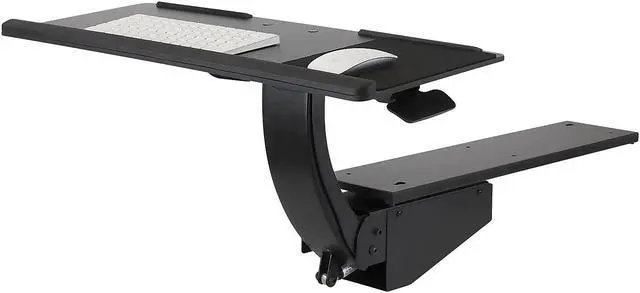 Alt view image 5 of 12 - Mount-It! Sit Stand Keyboard Tray | Height Adjustable Under Desk Keyboard and Mouse Drawer | 26.5 Inch Wide Platform
