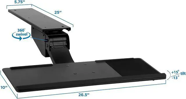 Alt view image 7 of 12 - Mount-It! Sit Stand Keyboard Tray | Height Adjustable Under Desk Keyboard and Mouse Drawer | 26.5 Inch Wide Platform