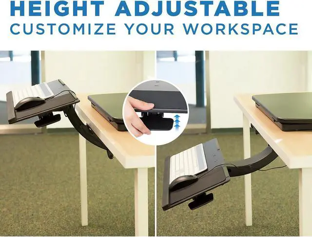 Alt view image 11 of 12 - Mount-It! Sit Stand Keyboard Tray | Height Adjustable Under Desk Keyboard and Mouse Drawer | 26.5 Inch Wide Platform