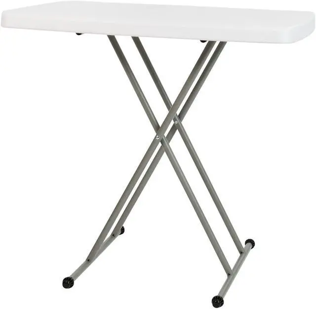 Alt view image 11 of 20 - 30 Inch Granite White Indoor/Outdoor Plastic Folding Table, Adjustable Height Commercial Grade Side Table, Laptop Table, TV Tray