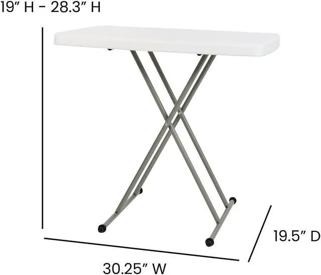 Alt view image 15 of 20 - 30 Inch Granite White Indoor/Outdoor Plastic Folding Table, Adjustable Height Commercial Grade Side Table, Laptop Table, TV Tray