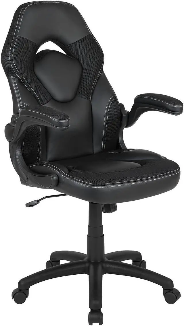 Alt view image 20 of 20 - X10 Gaming Chair Racing Office Ergonomic Computer PC Adjustable Swivel Chair with Flip-up Arms, Black LeatherSoft