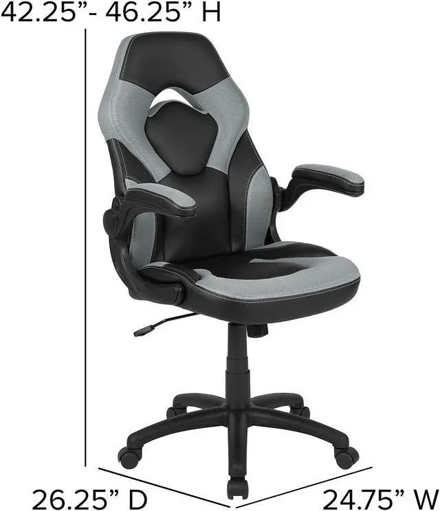 Alt view image 18 of 20 - X10 Gaming Chair Racing Office Ergonomic Computer PC Adjustable Swivel Chair with Flip-up Arms, Gray/Black LeatherSoft
