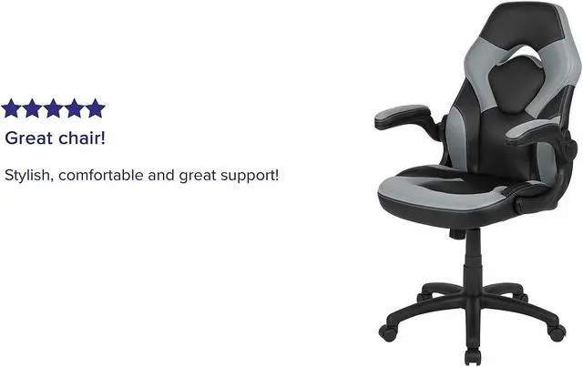 Alt view image 16 of 20 - X10 Gaming Chair Racing Office Ergonomic Computer PC Adjustable Swivel Chair with Flip-up Arms, Gray/Black LeatherSoft