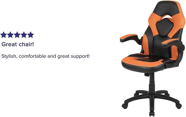 Alt view image 16 of 20 - X10 Gaming Chair Racing Office Ergonomic Computer PC Adjustable Swivel Chair with Flip-up Arms, Orange/Black LeatherSoft