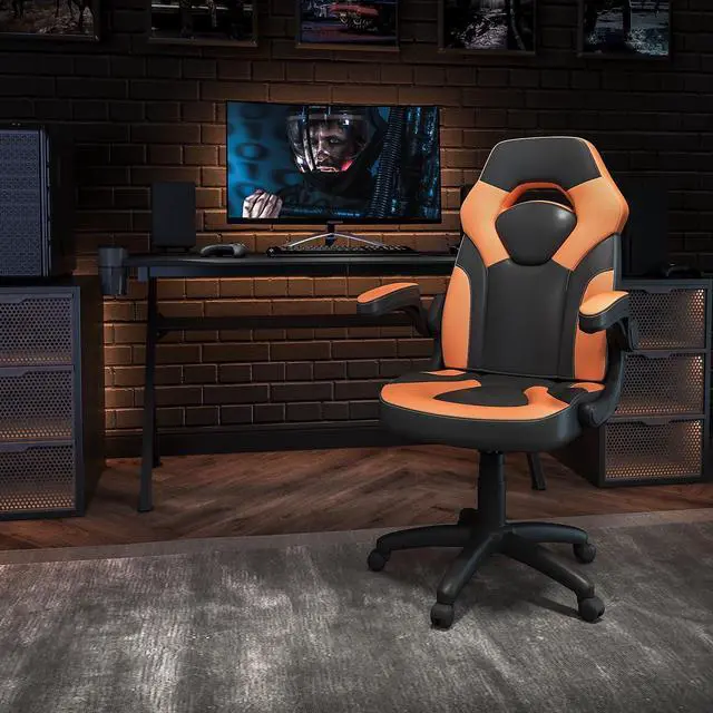 Alt view image 13 of 20 - X10 Gaming Chair Racing Office Ergonomic Computer PC Adjustable Swivel Chair with Flip-up Arms, Orange/Black LeatherSoft