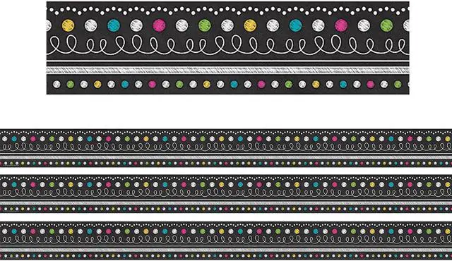 Main image of Teacher Created Resources Rolled Straight Border 3" x 150' Chalkboard Brights (TCR8947-3)