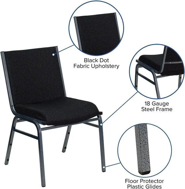 Alt view image 20 of 20 - Flash Furniture XU-60153-BK-GG Hercules Series 3-Inch Thickly Padded Patterned Upholstered Stack Chair, Chrome
