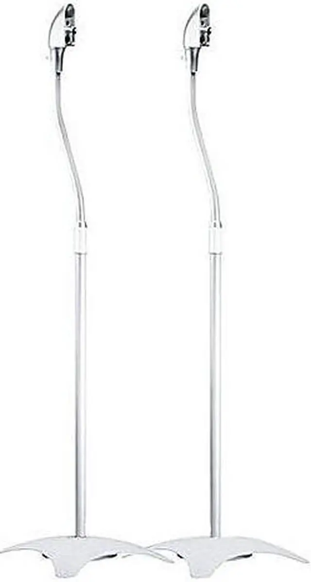 Alt view image 5 of 5 - Monoprice Satellite Speaker Floor Stands - Silver (Pair) Supports Up to 5 Lbs. Each, Height Adjustable (26.8 to 43.3 Inches)