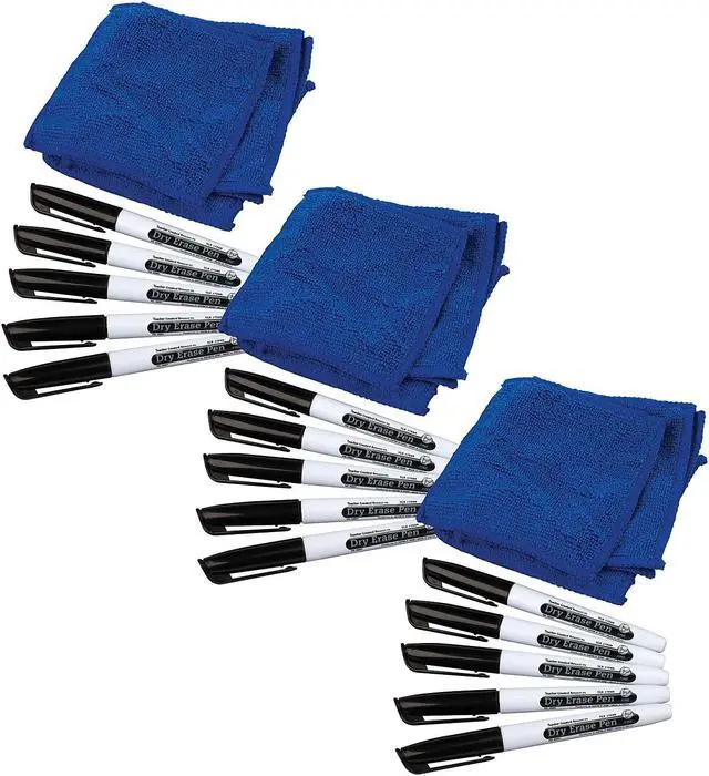 Main image of Teacher Created Resources Dry Erase Pens & Microfiber Towels Fine Tip Black 5
