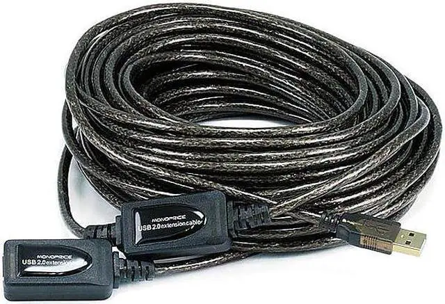 Alt view image 5 of 11 - Monoprice 65ft 20M USB 2.0 A Male to A Female Active Extension / Repeater Cable use with PlayStation, Xbox, Kinenct, Oculus VR, USB Flash Drive