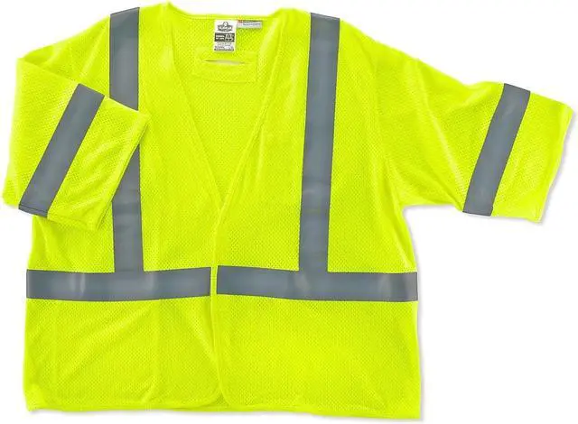 Alt view image 4 of 5 - ERGODYNE 8356FRHL Hi-Vis FR Safety Vest w/Sleeves L Class 3 U Back, ,Hook &
