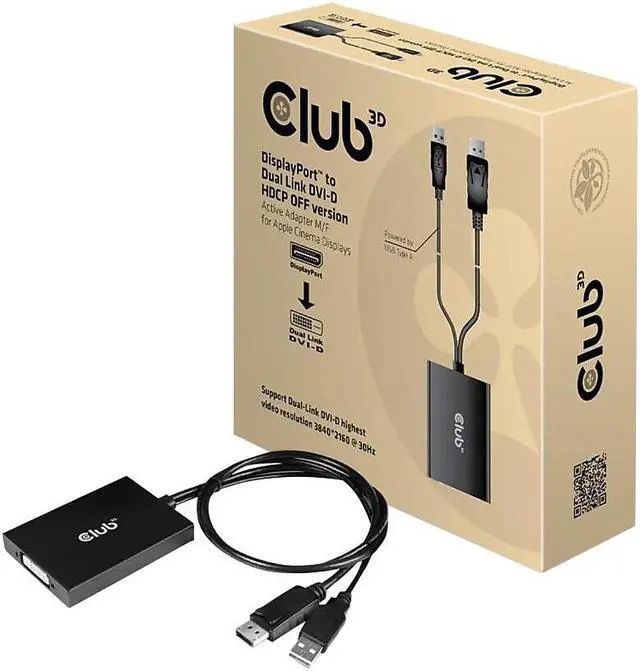 Alt view image 7 of 7 - Club3D DisplayPort to Dual Link DVI-D HDCP ON version Active Adapter M/F