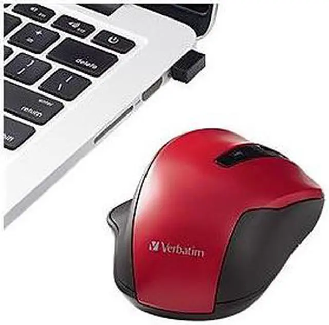 Alt view image 16 of 20 - Verbatim Silent Ergonomic Wireless Blue LED Mouse Red 70243