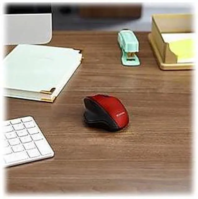 Alt view image 19 of 20 - Verbatim Silent Ergonomic Wireless Blue LED Mouse Red 70243