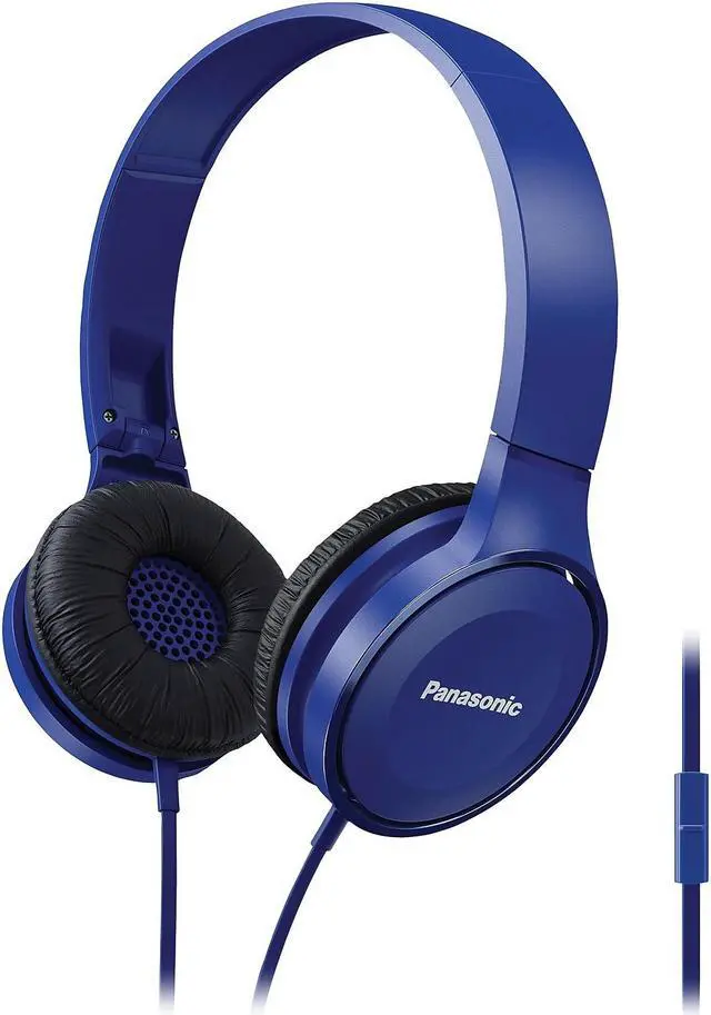 Alt view image 11 of 12 - Panasonic RP-HF100M-A Lightweight On-Ear Headphones with Microphone (Blue)