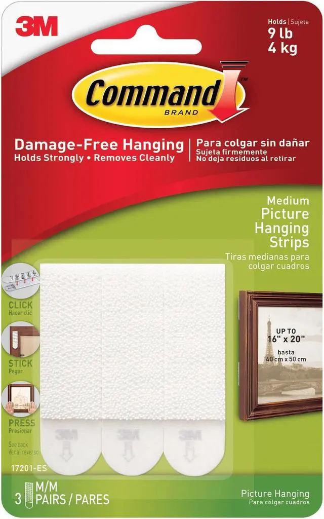Alt view image 12 of 19 - 3M 17201 Command Medium Picture Hanging Strips 3 sets of strips