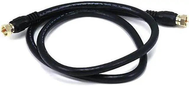 Alt view image 10 of 16 - Monoprice 3ft RG6 (18AWG) 75Ohm, Quad Shield, CL2 Coaxial Cable with F Type Connector - Black