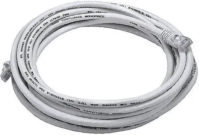 Alt view image 10 of 12 - Monoprice Cat5e Ethernet Patch Cable - Network Internet Cord - RJ45, Stranded, 350Mhz, UTP, Pure Bare Copper Wire, 24AWG, 14ft, White