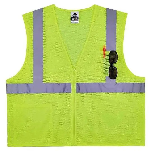 Alt view image 4 of 8 - Ergodyne GloWear 8256Z High-Visibility Zipper Safety Vest Class 2 4XL/5XL Lime