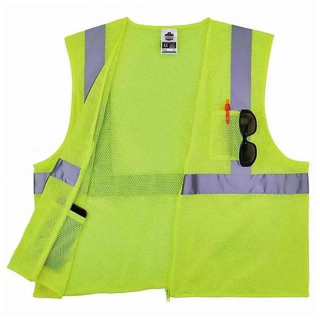 Alt view image 5 of 8 - Ergodyne GloWear 8256Z High-Visibility Zipper Safety Vest Class 2 4XL/5XL Lime