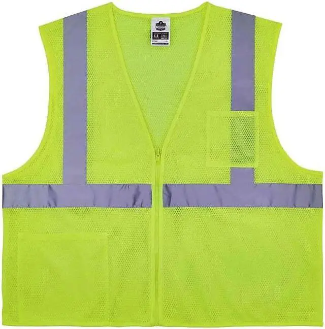 Alt view image 4 of 8 - ERGODYNE 8256Z Lime Treated Polyester Hi-Vis Class 2 Ve, Polyester, Lime,