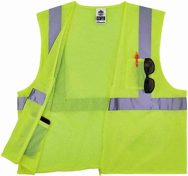 Alt view image 7 of 8 - ERGODYNE 8256Z Lime Treated Polyester Hi-Vis Class 2 Ve, Polyester, Lime,