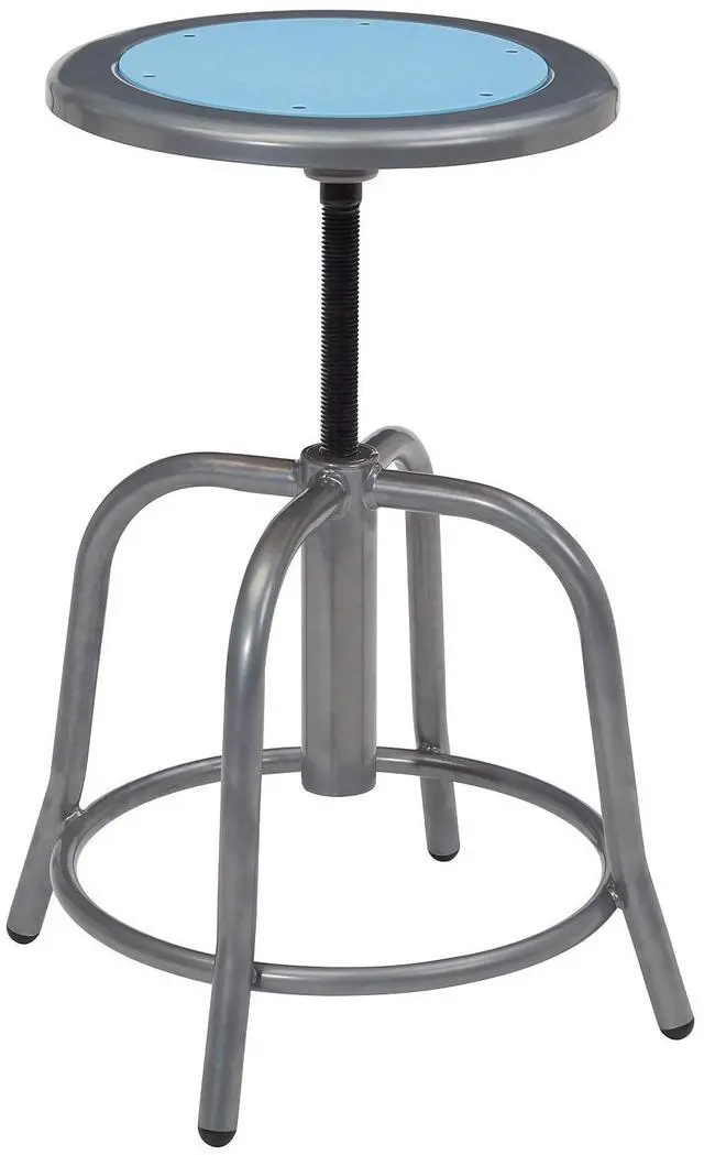 Alt view image 6 of 9 - NPS 680502 Height Adjustable Metal Seat Stool - Supports Up to 300 lb, 18" to 24" Seat Height - Blueberry Seat, Gray Base