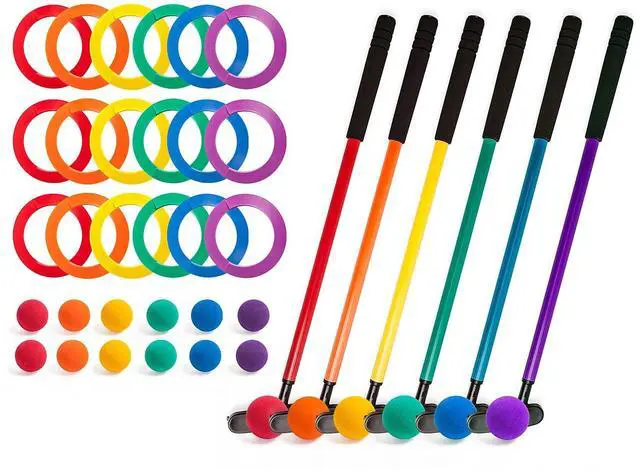 Alt view image 12 of 14 - Champion Sports MGSET Mini Golf Set - 12 Balls/6 Putters/18 Rings/3 Target Holes