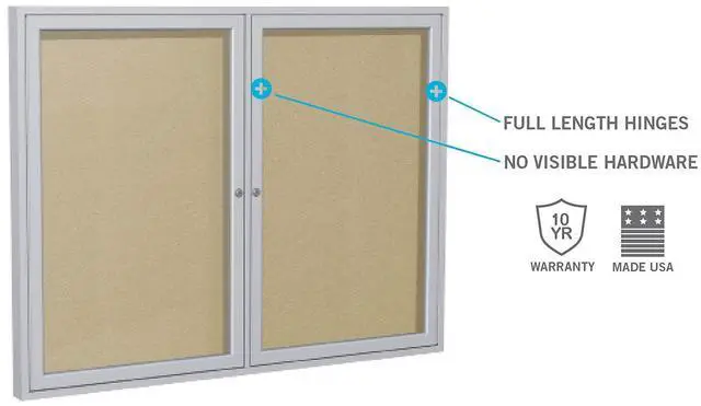 Alt view image 4 of 7 - Ghent PA12418VX-193 1 Door Enclosed Vinyl Bulletin Board with Satin Frame - 18" x 24" - Silver Surface, Satin Aluminum Frame