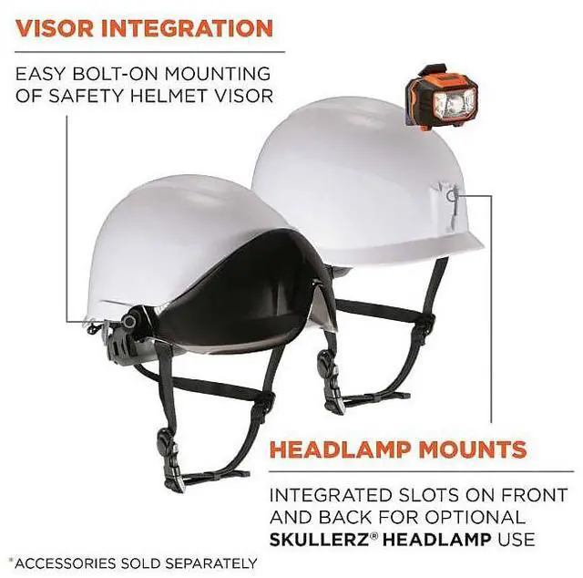 Alt view image 3 of 11 - Ergodyne 60200 Skullerz 8974 Class E Safety Helmet - 6-Point Ratchet Suspension - White