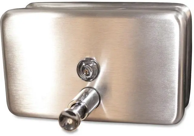 Alt view image 4 of 6 - Genuine Joe Liquid Soap Dispenser Horizontal 40oz Cap Stainless Steel 85146