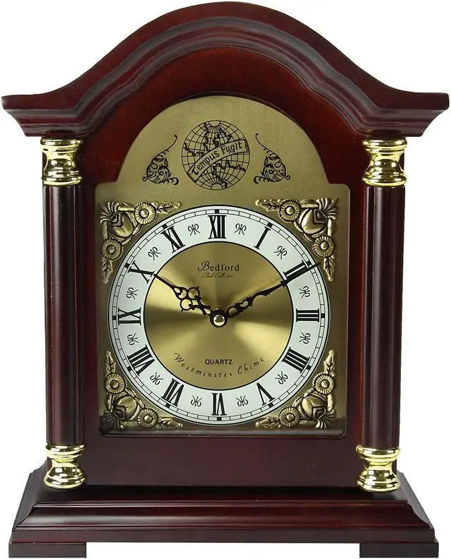 Alt view image 5 of 7 - Bedford Clock Collection Redwood Mantel Clock with Chimes